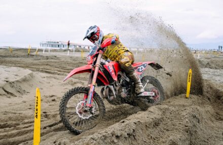 Honda Racing RedMoto Enduro Team riders on the track, with Steve Holcombe celebrating his double win and Samuele Bernardini dominating the 250 4T class