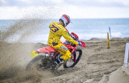 Honda Racing RedMoto Enduro Team riders on the track, with Steve Holcombe celebrating his double win and Samuele Bernardini dominating the 250 4T class