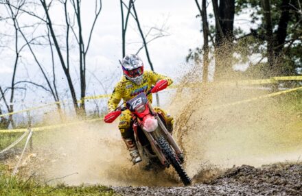 Honda Racing RedMoto Enduro Team riders on the track, with Steve Holcombe celebrating his double win and Samuele Bernardini dominating the 250 4T class