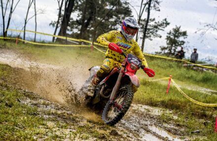 Honda Racing RedMoto Enduro Team riders on the track, with Steve Holcombe celebrating his double win and Samuele Bernardini dominating the 250 4T class