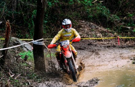 Honda Racing RedMoto Enduro Team riders on the track, with Steve Holcombe celebrating his double win and Samuele Bernardini dominating the 250 4T class