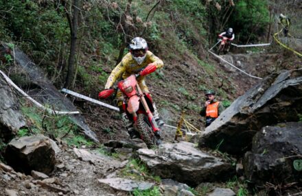 Honda Racing RedMoto Enduro Team riders on the track, with Steve Holcombe celebrating his double win and Samuele Bernardini dominating the 250 4T class