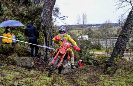 Honda Racing RedMoto Enduro Team riders on the track, with Steve Holcombe celebrating his double win and Samuele Bernardini dominating the 250 4T class