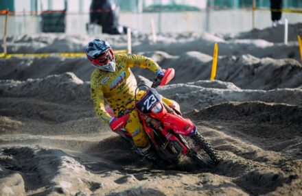 Honda Racing RedMoto Enduro Team riders on the track, with Steve Holcombe celebrating his double win and Samuele Bernardini dominating the 250 4T class