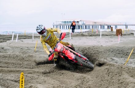 Honda Racing RedMoto Enduro Team riders on the track, with Steve Holcombe celebrating his double win and Samuele Bernardini dominating the 250 4T class