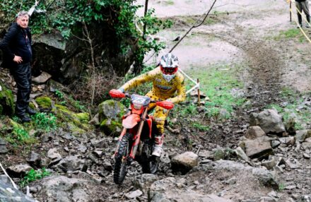 Honda Racing RedMoto Enduro Team riders on the track, with Steve Holcombe celebrating his double win and Samuele Bernardini dominating the 250 4T class