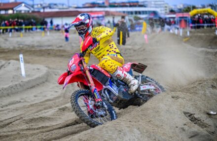 Honda Racing RedMoto Enduro Team riders on the track, with Steve Holcombe celebrating his double win and Samuele Bernardini dominating the 250 4T class