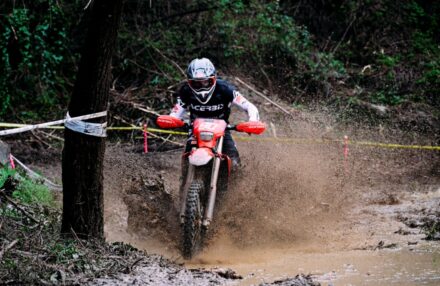 Honda Racing RedMoto Enduro Team riders on the track, with Steve Holcombe celebrating his double win and Samuele Bernardini dominating the 250 4T class