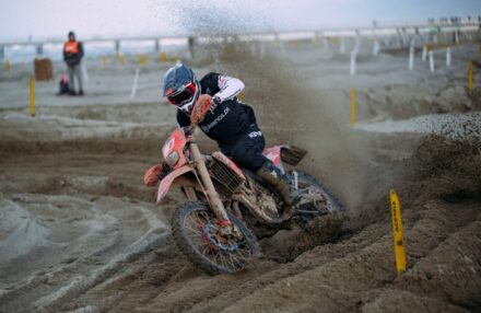 Honda Racing RedMoto Enduro Team riders on the track, with Steve Holcombe celebrating his double win and Samuele Bernardini dominating the 250 4T class