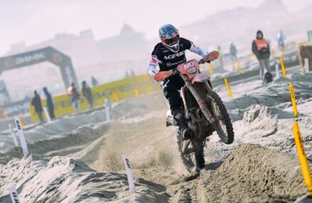 Honda Racing RedMoto Enduro Team riders on the track, with Steve Holcombe celebrating his double win and Samuele Bernardini dominating the 250 4T class